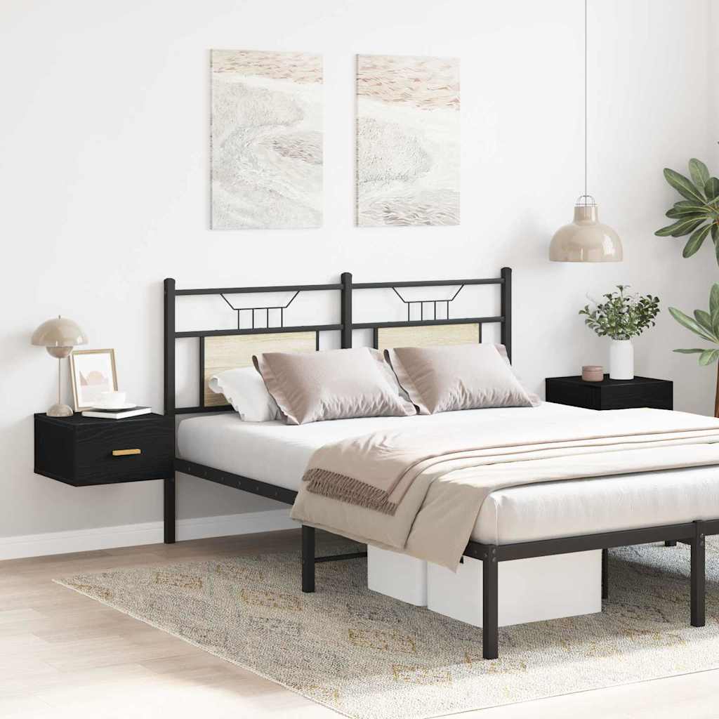 Armário de Cama Montado na Parede 2 pcs Carvalho preto