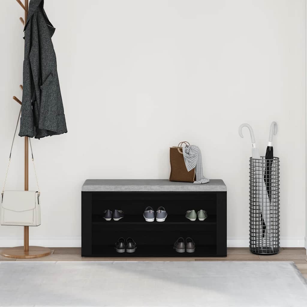 Banco para sapatos em carvalho preto 100x35x45 cm Madeira projetada