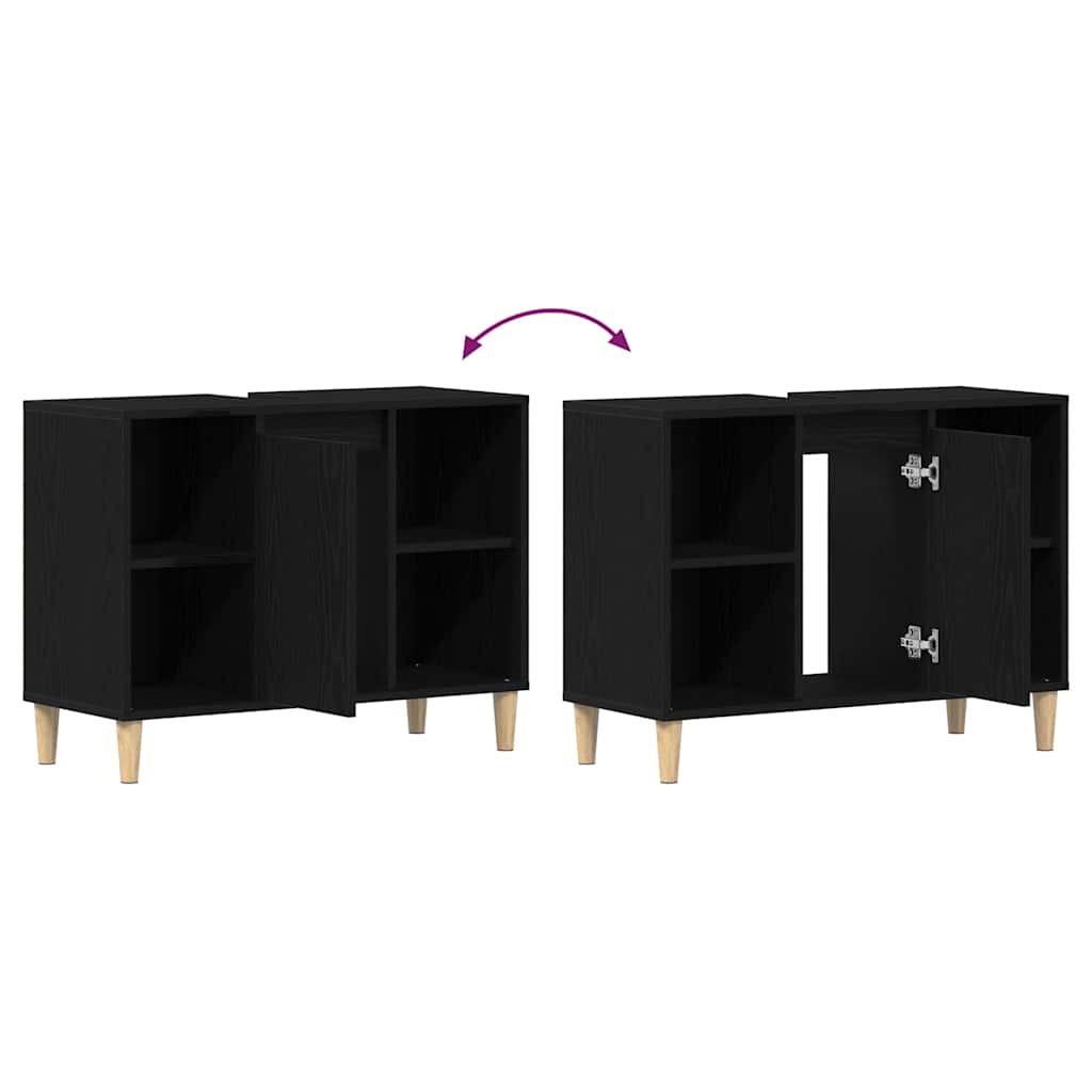 Armário de pia carvalho preto 80x33x60 cm madeira projetada