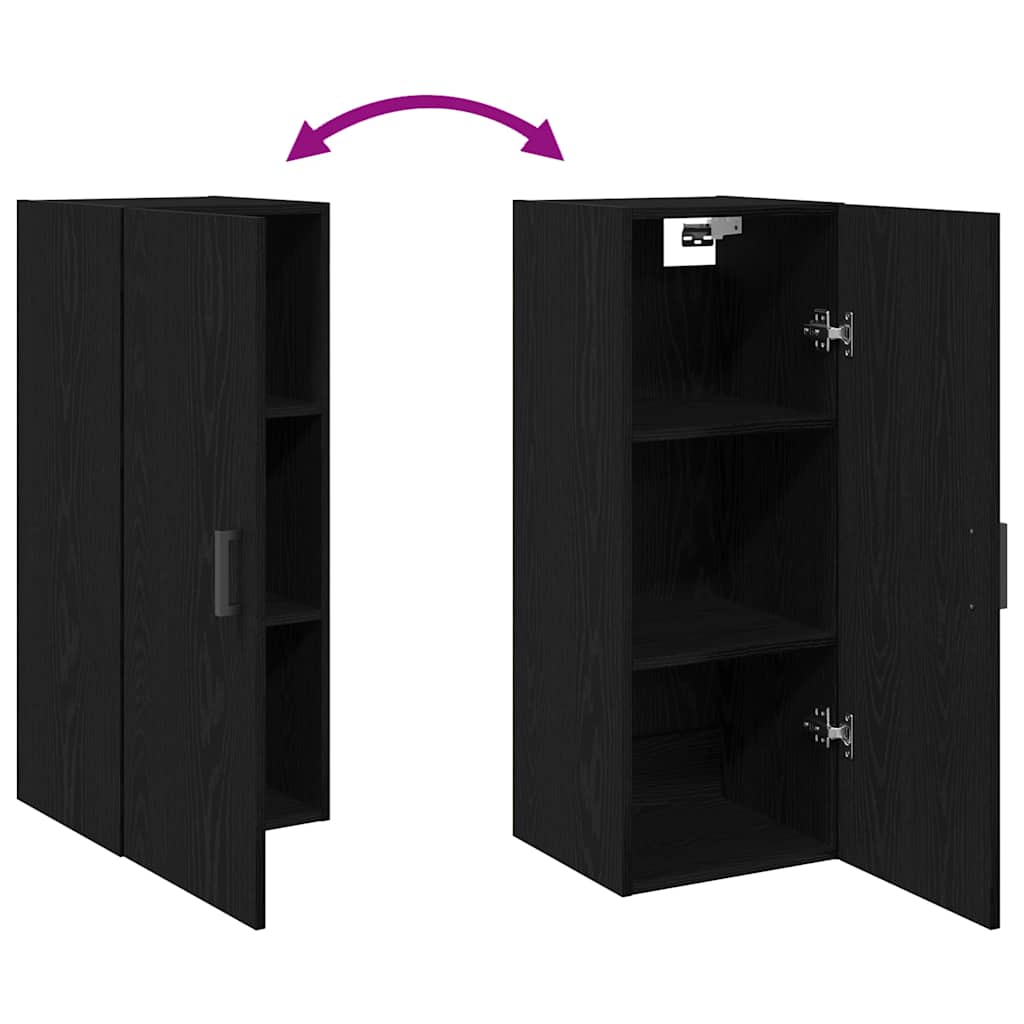 Armário de parede carvalho preto 34,5x34x90 cm madeira projetada