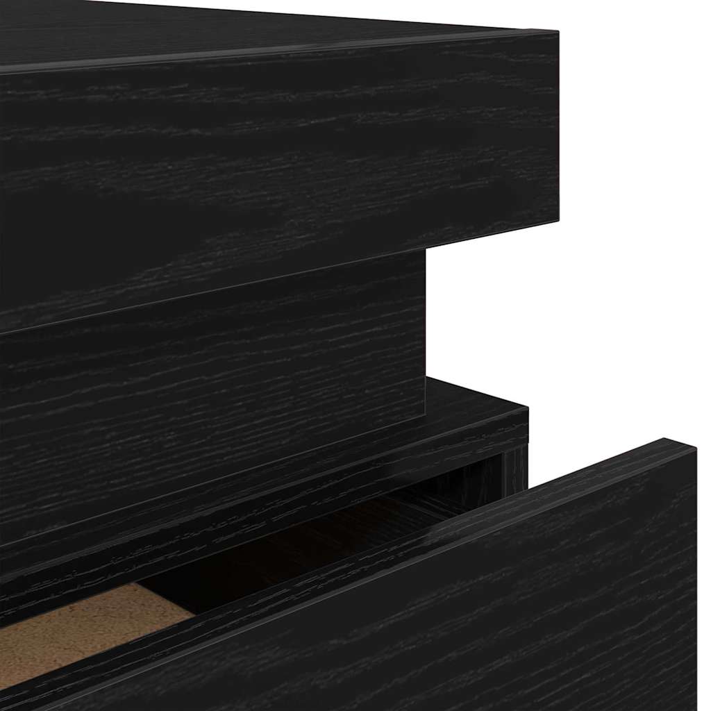 Criado-Mudo com gaveta com 2 pcs Carvalho preto 35 x 39 x 55 cm