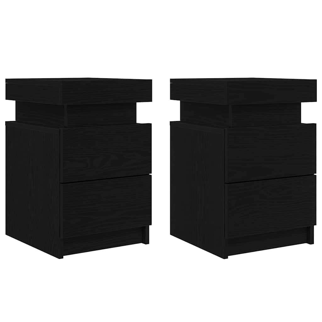 Criado-Mudo com gaveta com 2 pcs Carvalho preto 35 x 39 x 55 cm