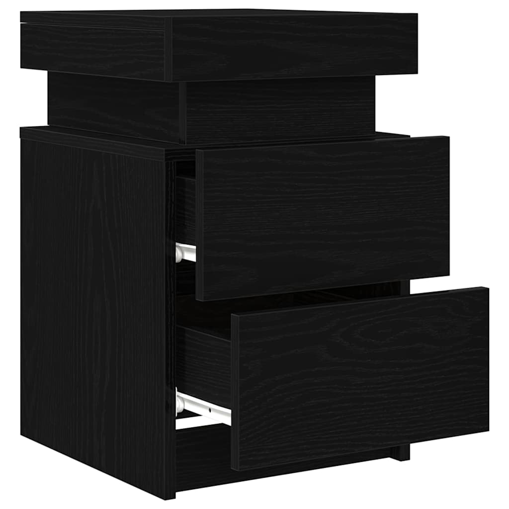 Criado-Mudo com gaveta com 2 pcs Carvalho preto 35 x 39 x 55 cm