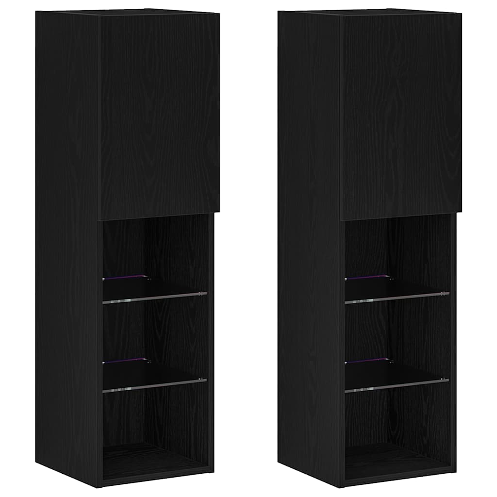 Gabinete para TV 2 pcs Preto 30.5 x 30 x 102 cm