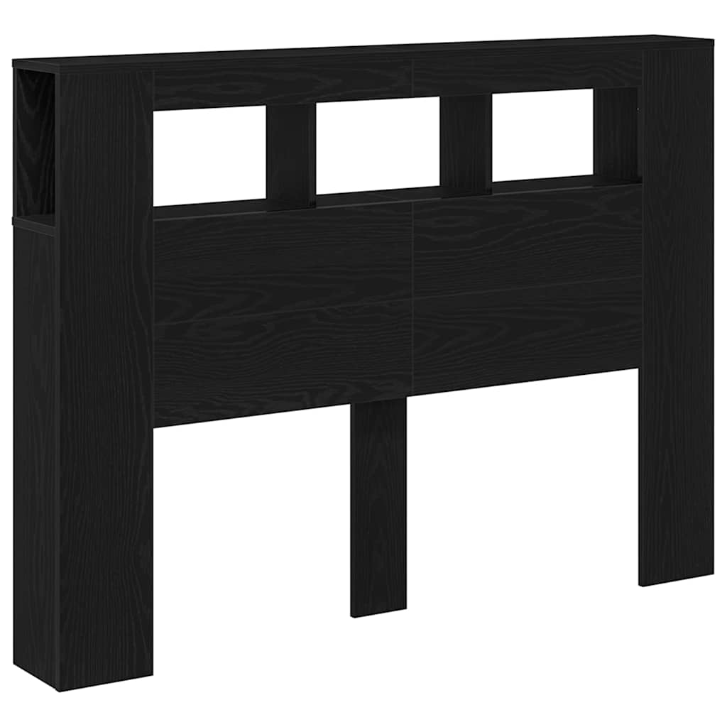 Cabeceira LED Carvalho preto 140 x 18,5 x 103,5 cm