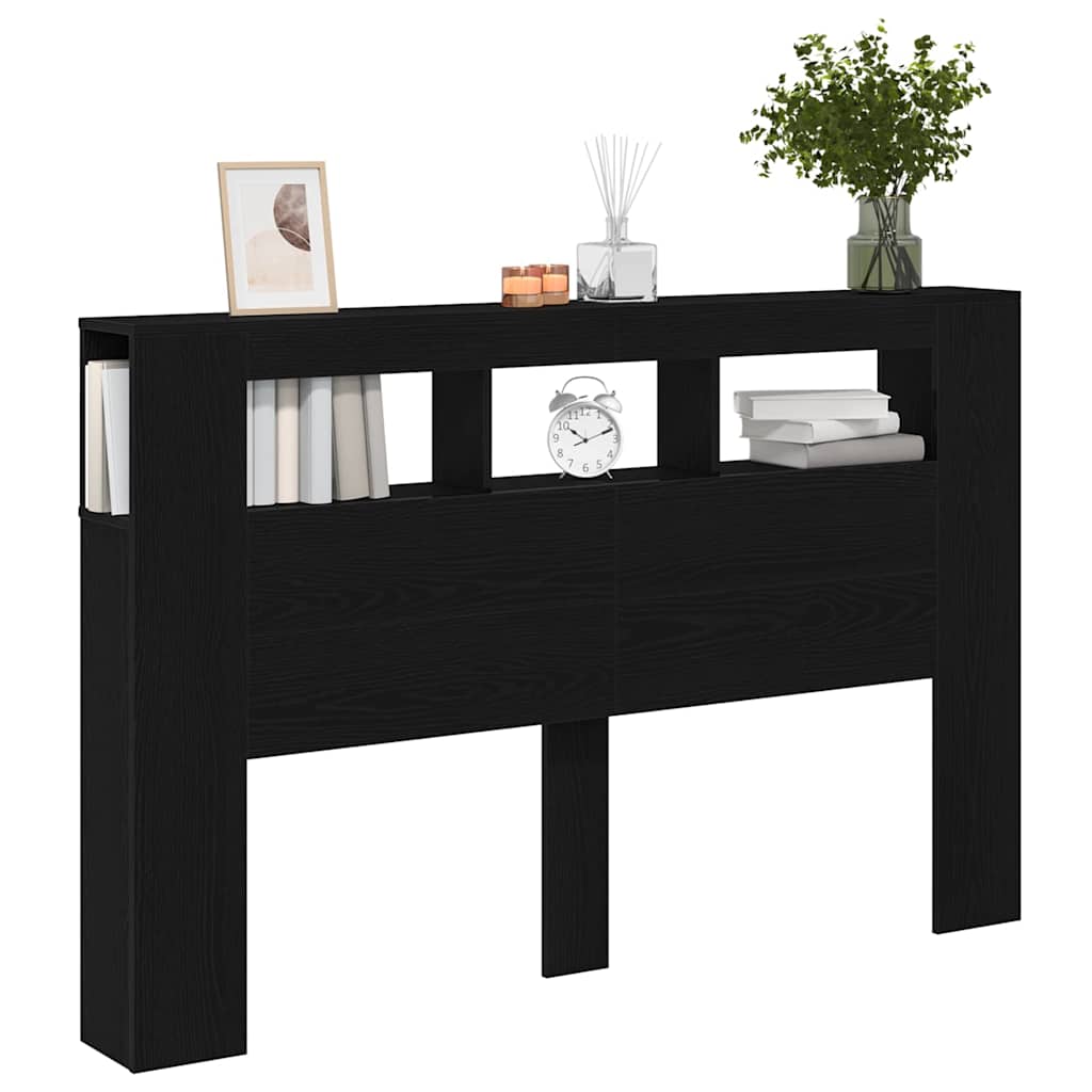 Cabeceira LED Carvalho preto 160 x 18,5 x 103,5 cm