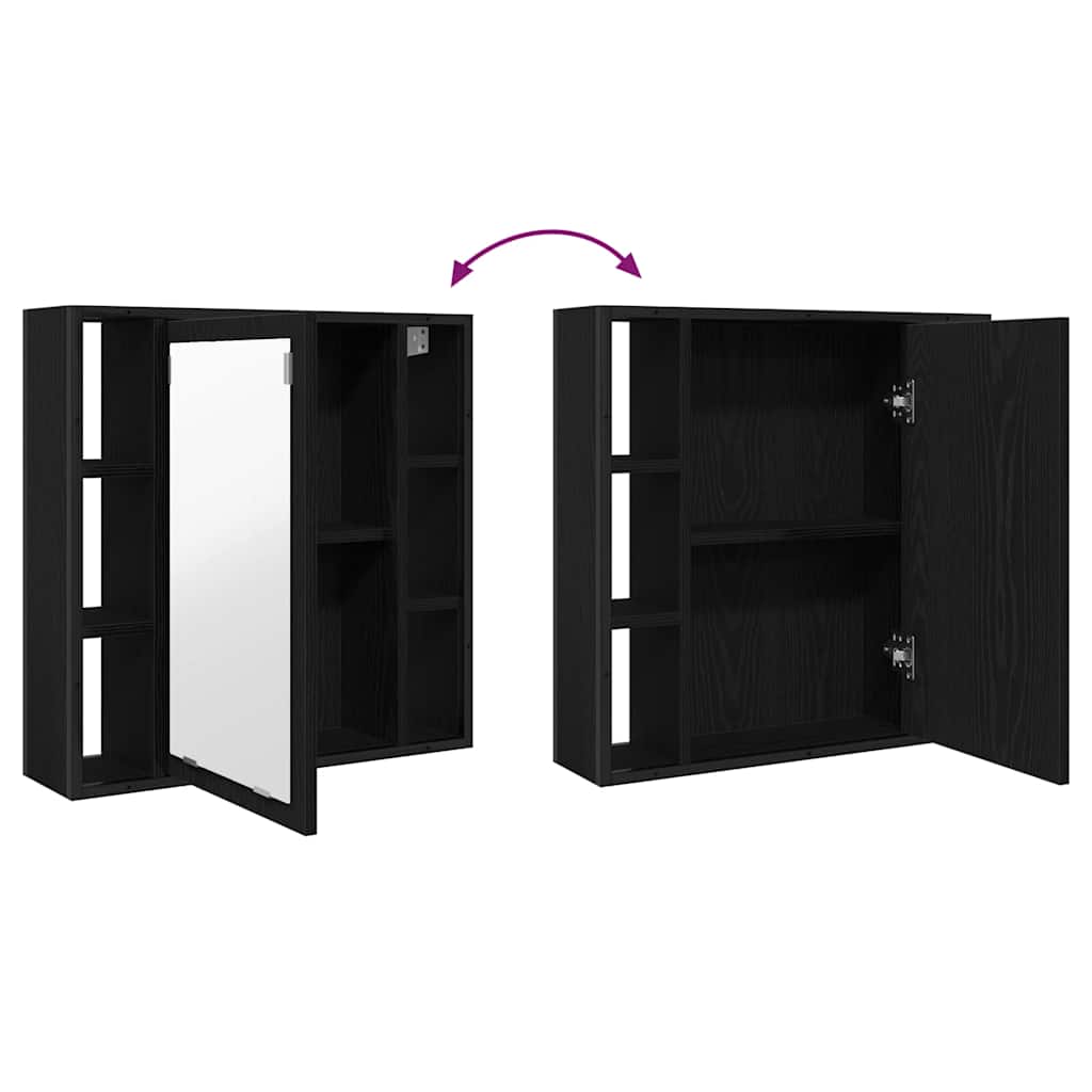 Armário com espelho para banheiro carvalho preto 60x16x60 cm madeira projetada