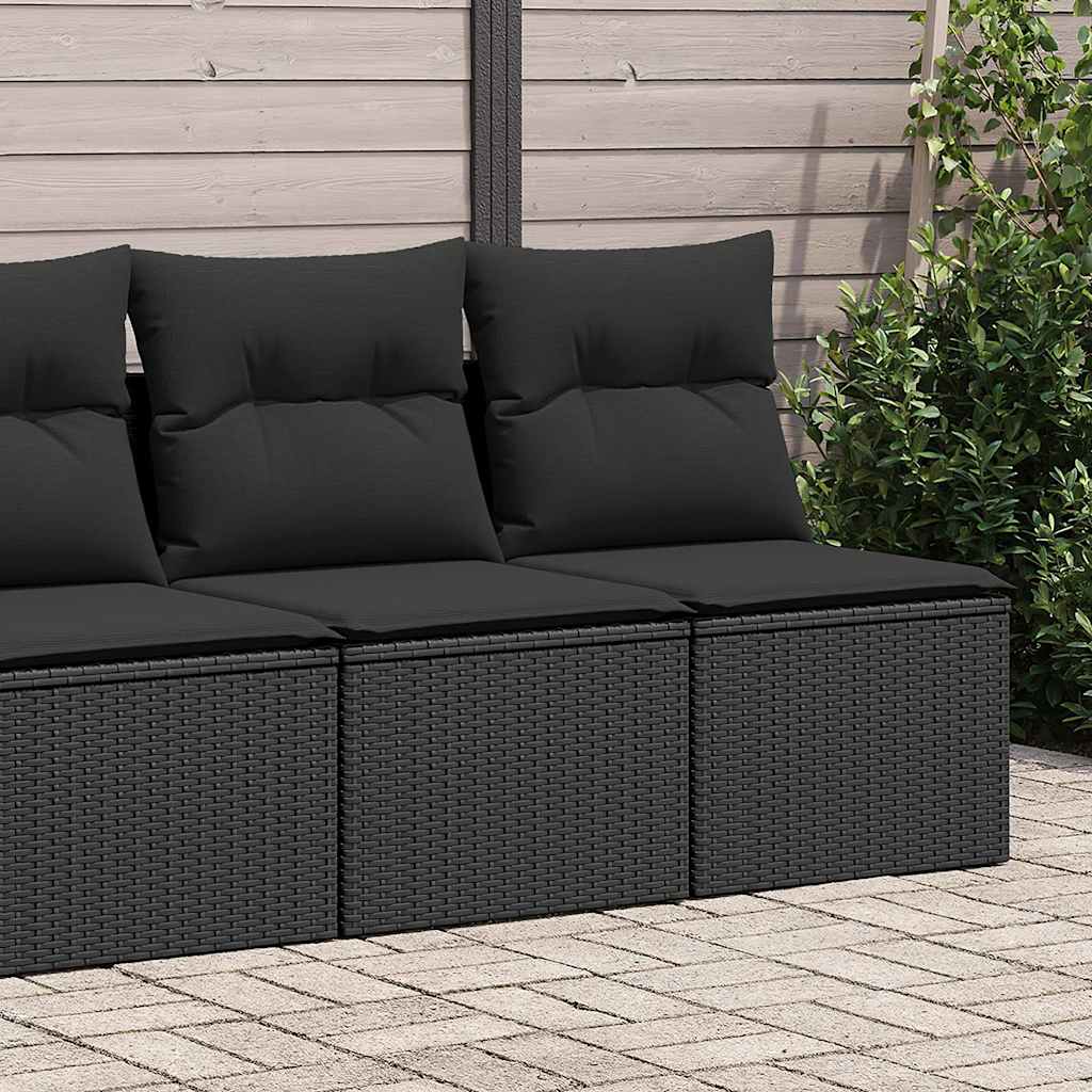 2 pcs conjunto sofás jardim c/ almofadões vime PE/acácia preto