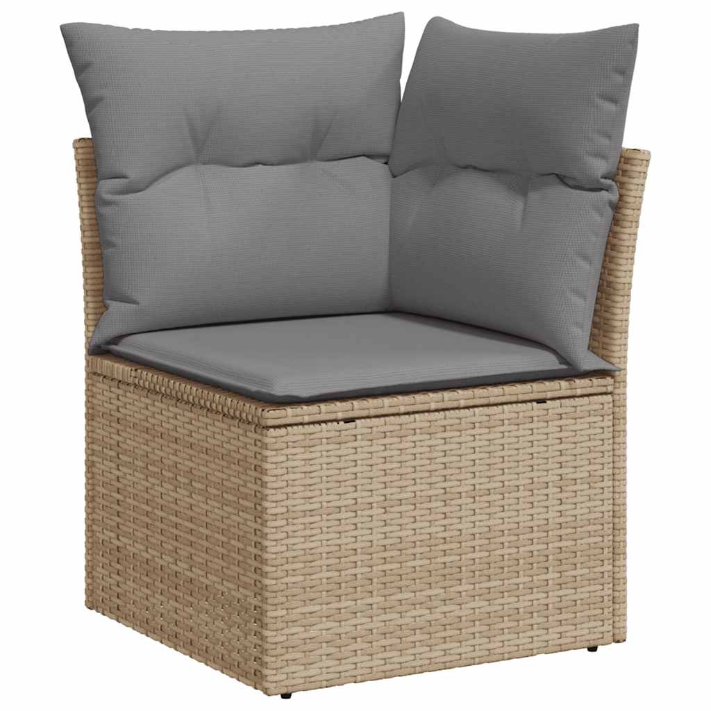 10 pcs conj. sofás p/ jardim c/ almofadões vime PE/acácia bege
