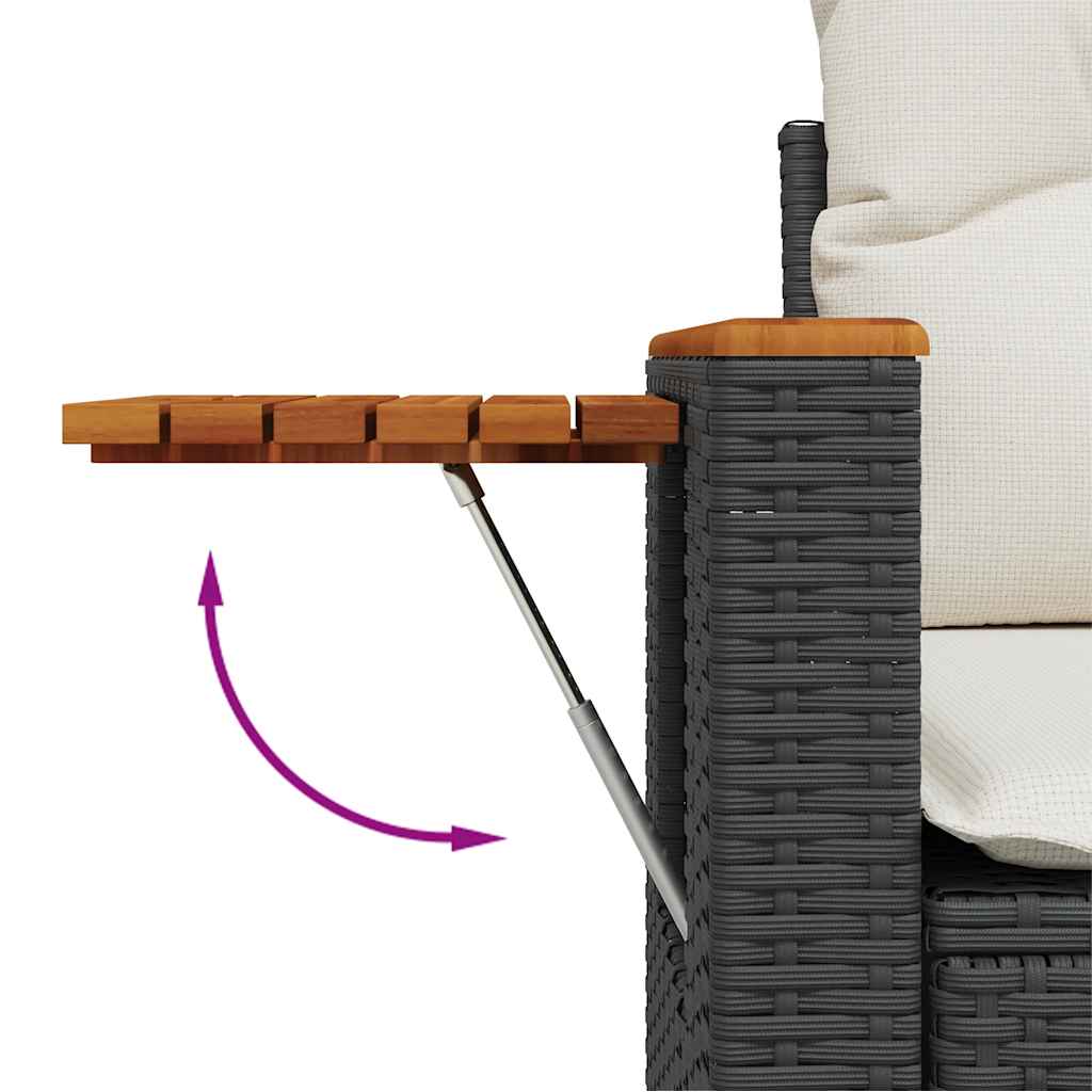 7 pcs conjunto sofás jardim c/ almofadões vime PE/acácia preto
