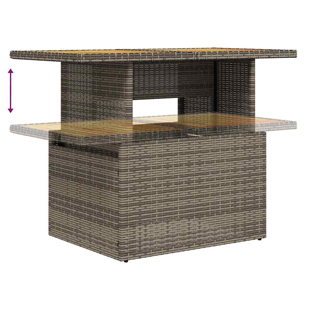 7 pcs conjunto sofás jardim c/ almofadões vime PE/acácia preto