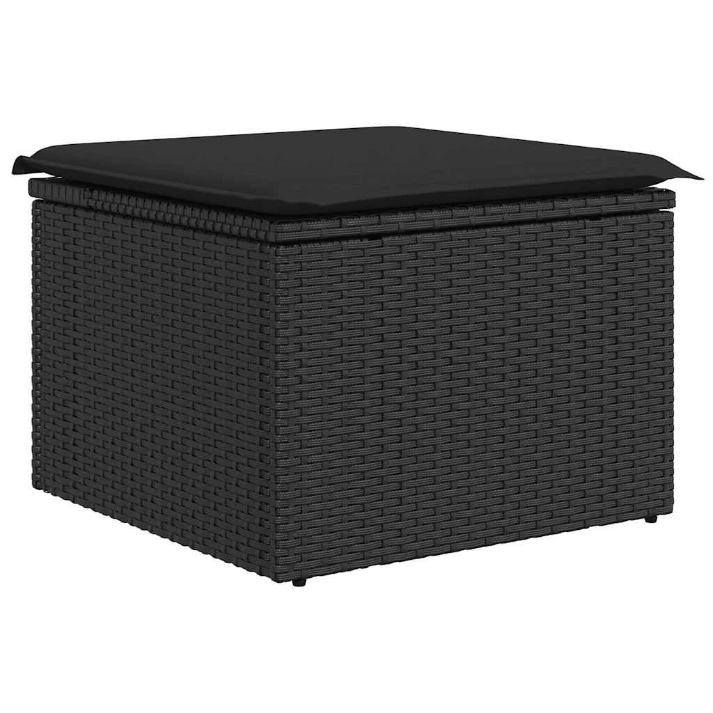 7 pcs conjunto sofás jardim c/ almofadões vime PE/acácia preto