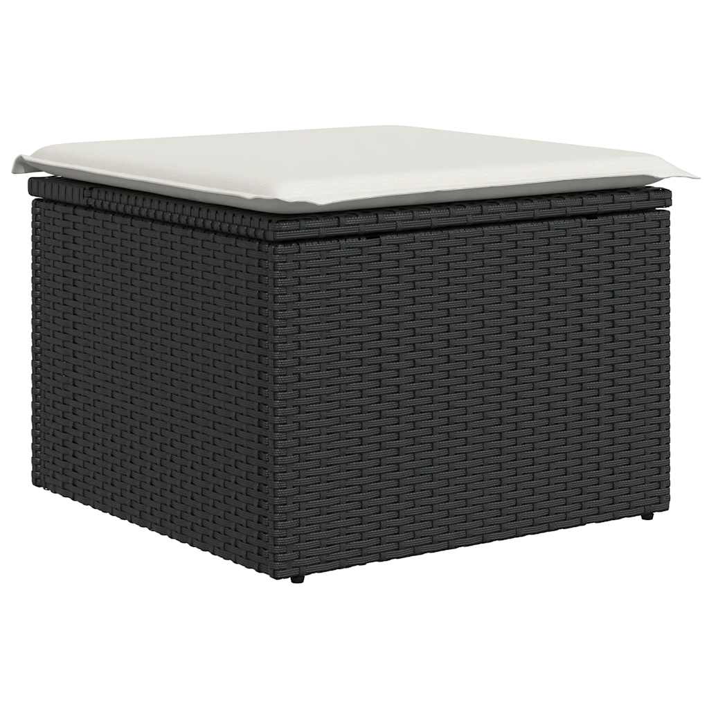 7 pcs conjunto sofás jardim c/ almofadões vime PE/acácia preto