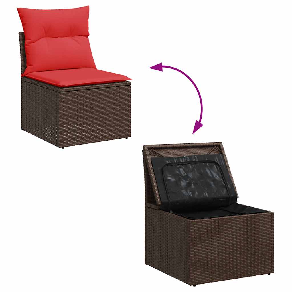 7 pcs conjunto sofás jardim c/ almofadões vime PE/acácia preto