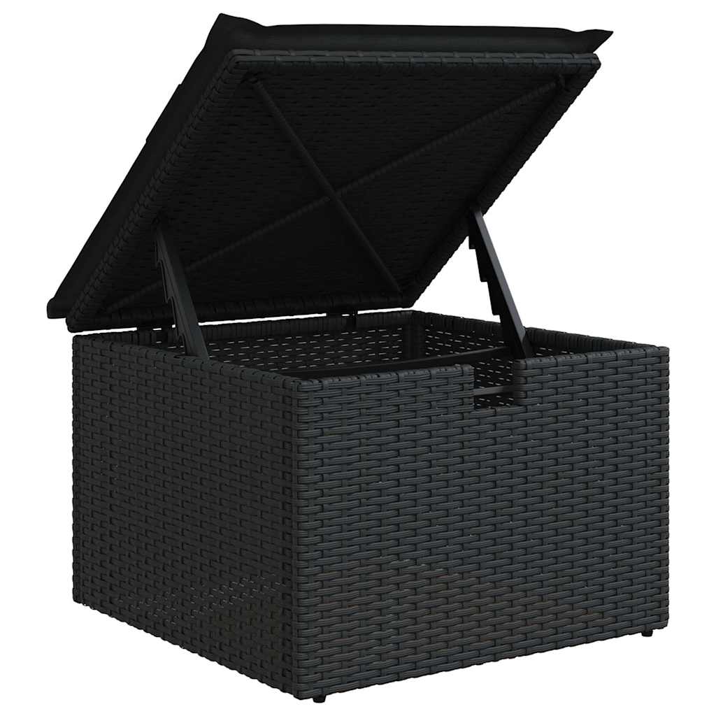 7 pcs conjunto sofás jardim c/ almofadões vime PE/acácia preto