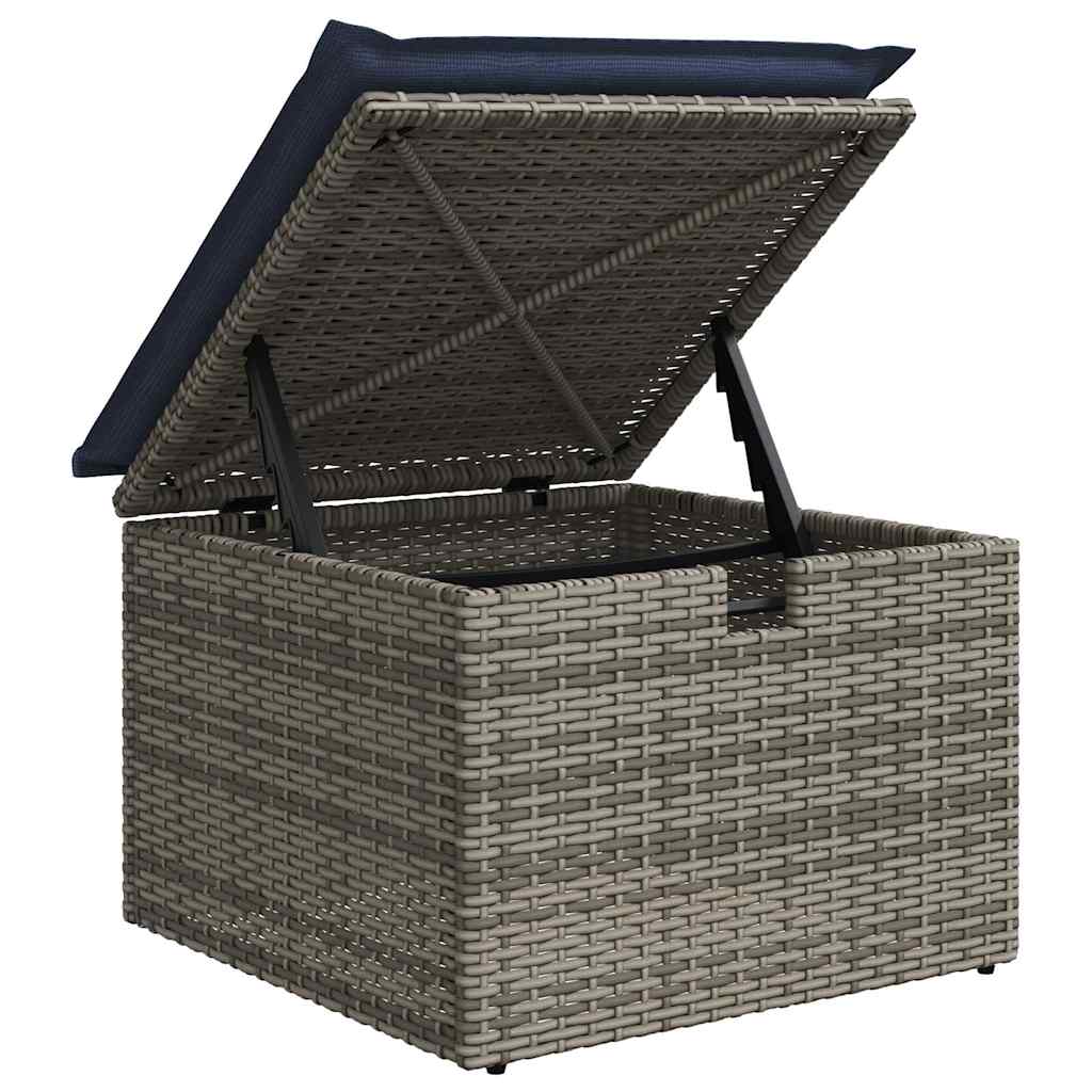 7 pcs conjunto sofás jardim c/ almofadões vime PE/acácia preto