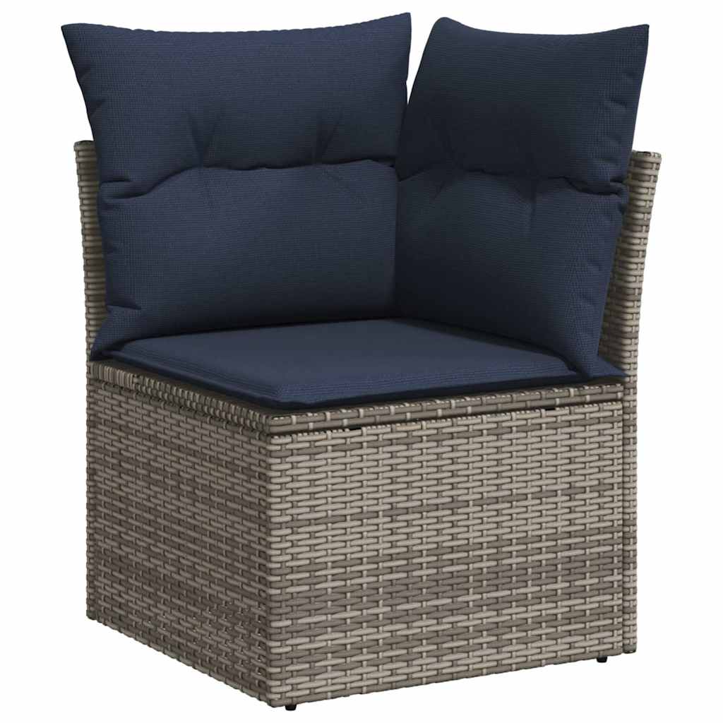 7 pcs conjunto sofás jardim c/ almofadões vime PE/acácia preto