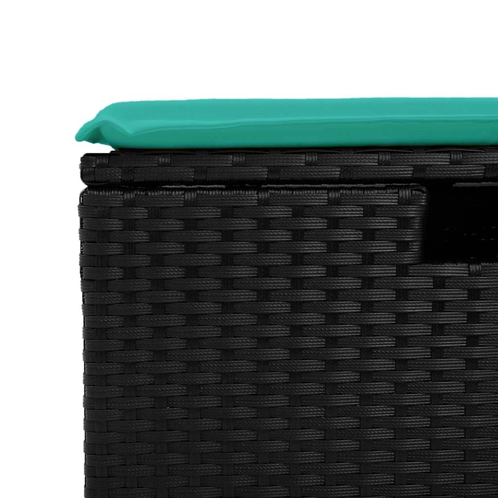 2 pcs conjunto sofás jardim c/ almofadões vime PE/acácia preto