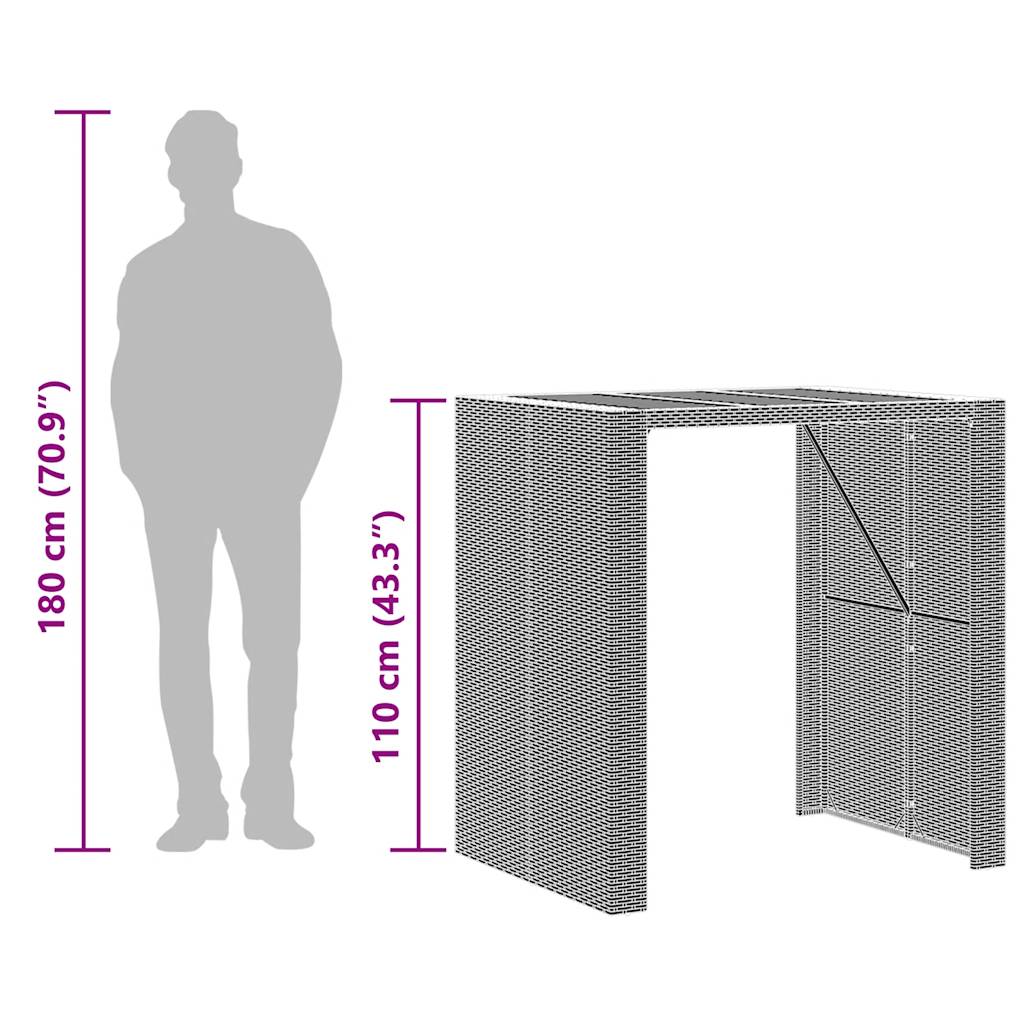 5 pcs conjunto de bar jardim c/ almofadões vime PE/acácia preto