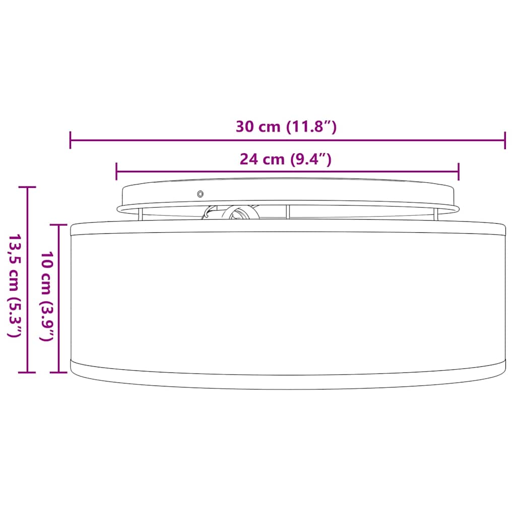 Lâmpada de teto Branco 30 x 13.5 cm tecido