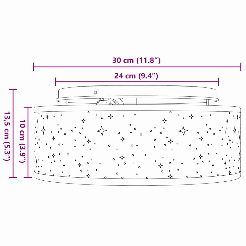 Lâmpada de teto Cinzento-acastanhado 30 x 13.5 cm tecido