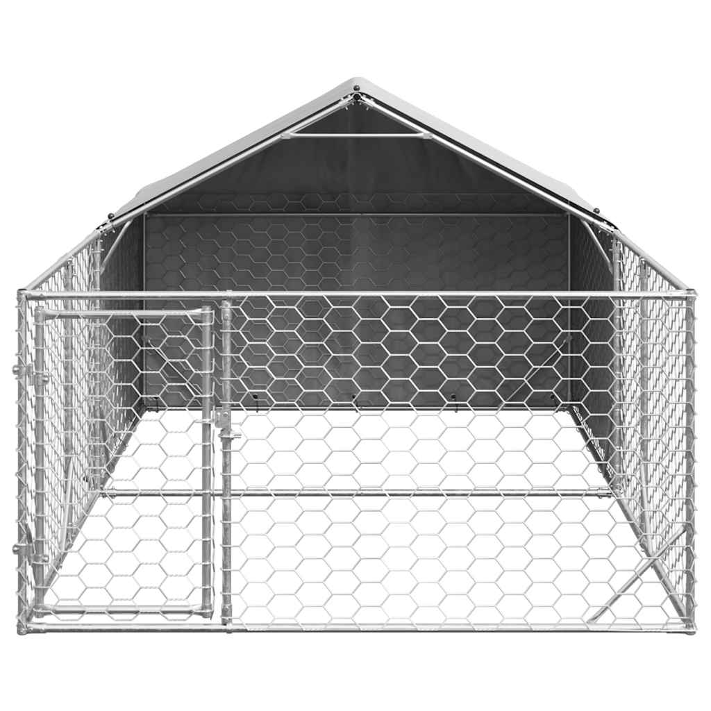 Canil exterior para cães com corredor 4x2x1,5 m aço galvanizado