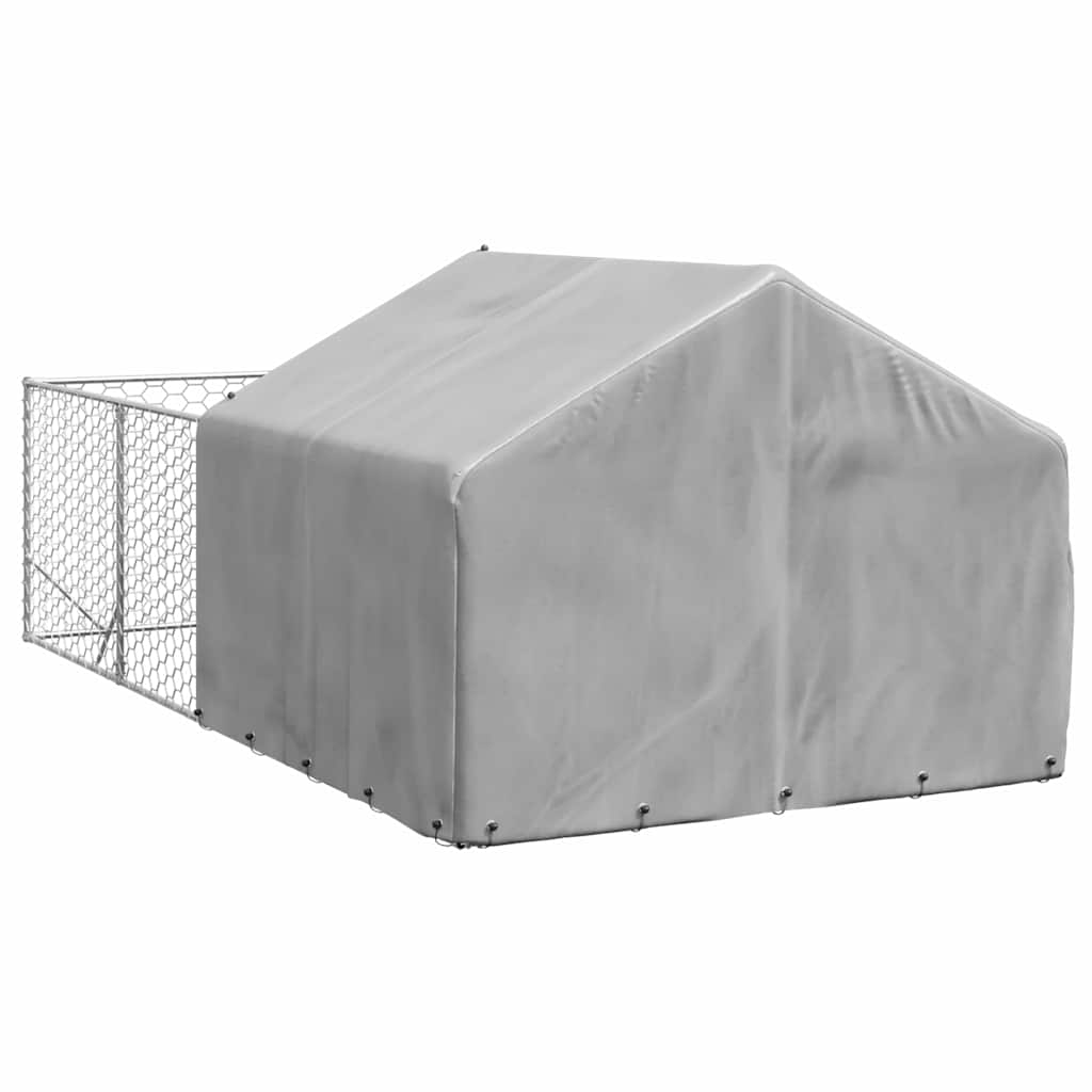 Canil exterior para cães com corredor 4x2x1,5 m aço galvanizado