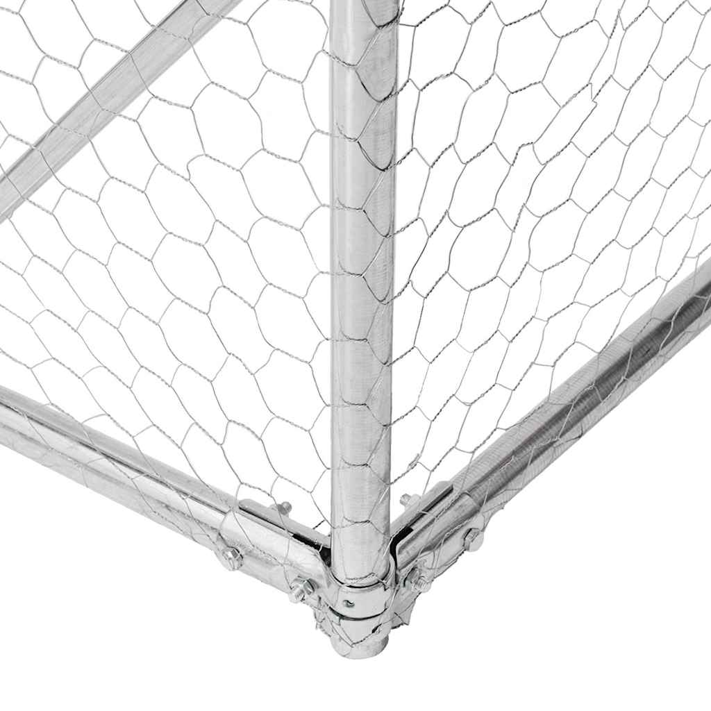 Canil exterior para cães com corredor 4x2x1,5 m aço galvanizado