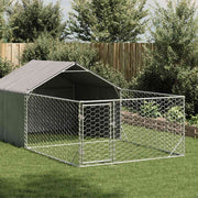 Canil exterior para cães com corredor 5x2x1,5 m aço galvanizado