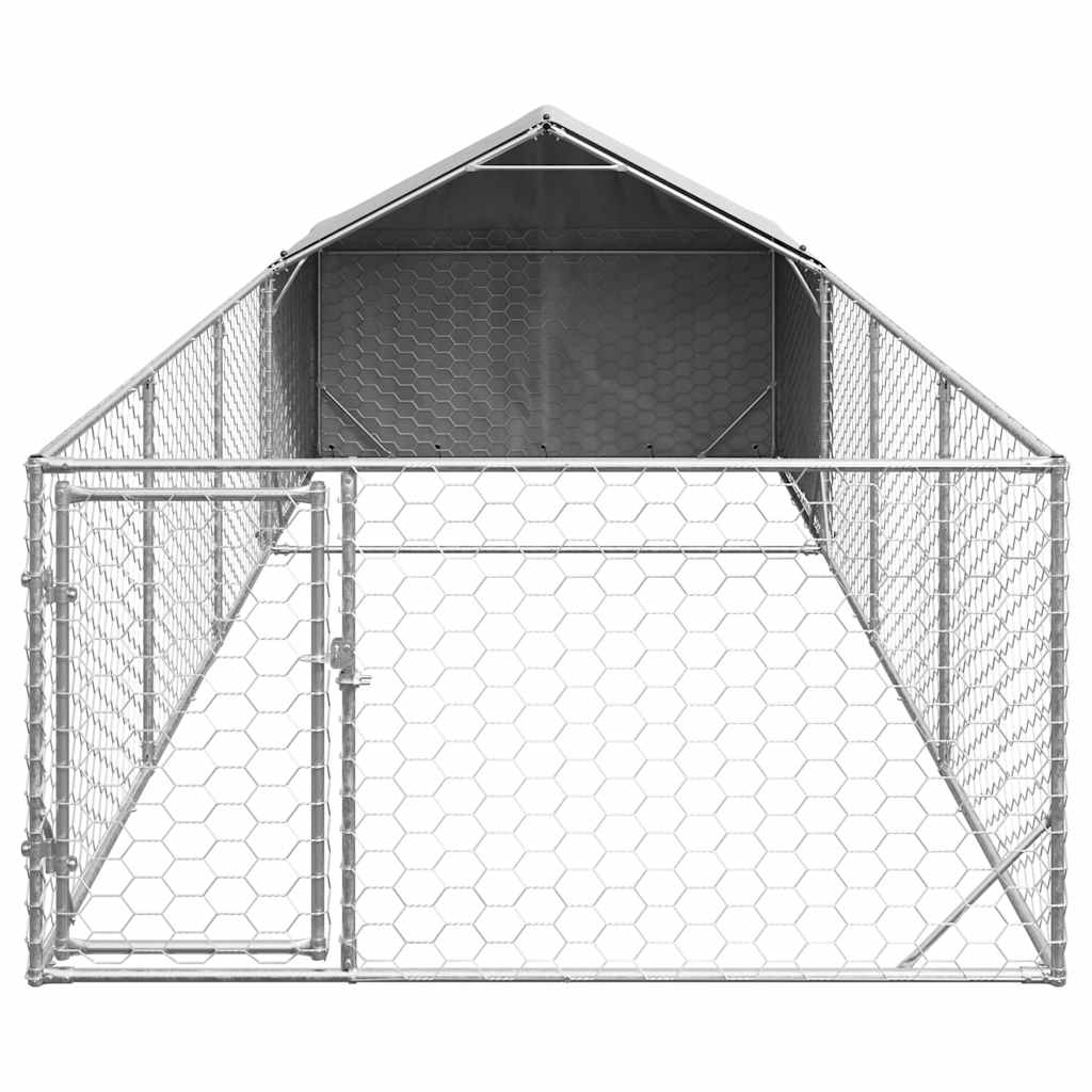 Canil exterior para cães com corredor 7x2x1,5 m aço galvanizado