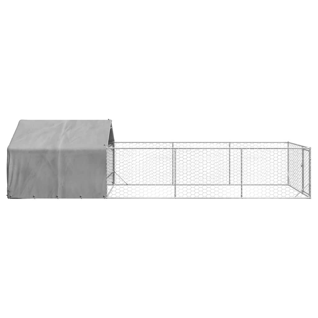 Canil exterior para cães com corredor 7x2x1,5 m aço galvanizado