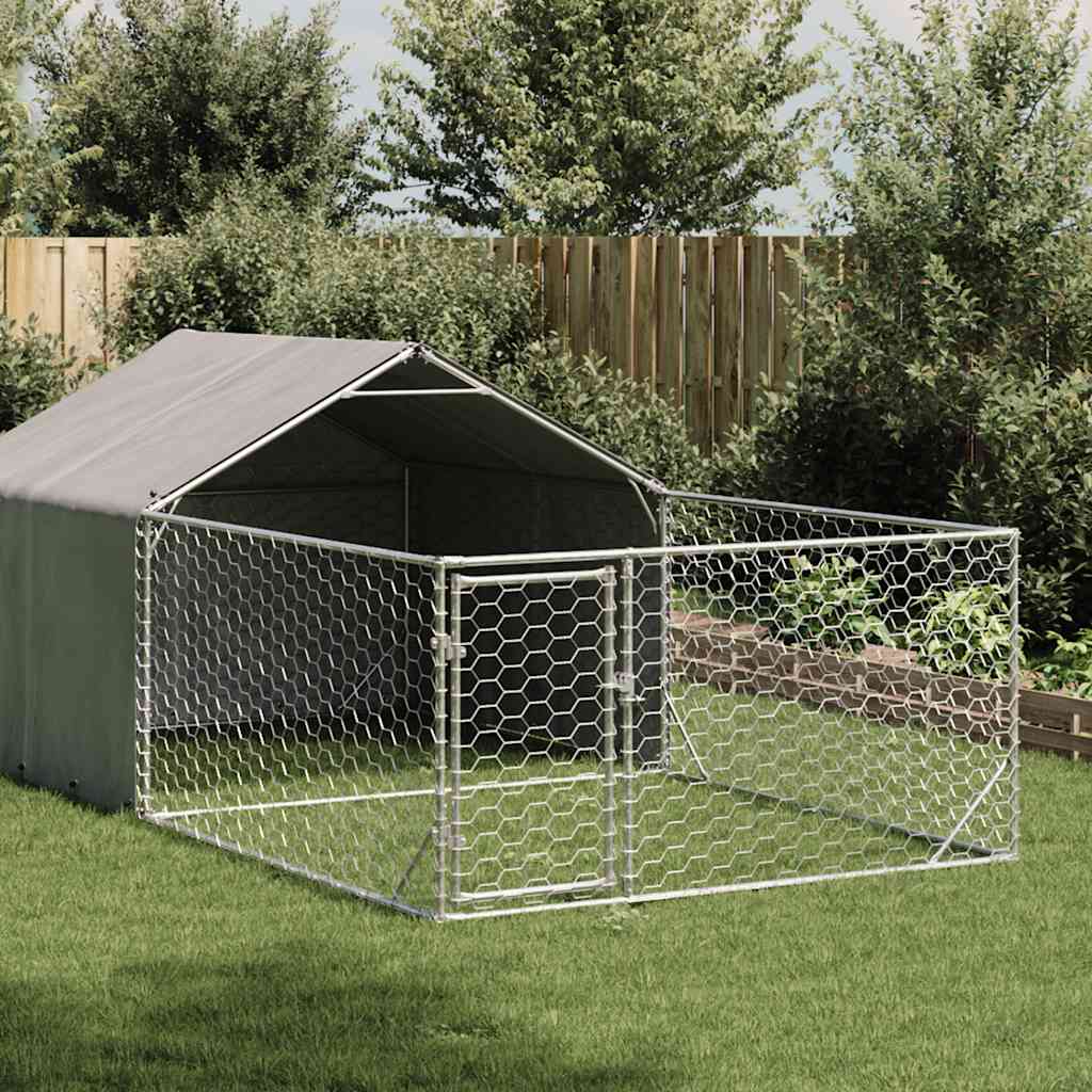 Canil exterior para cães com corredor 7x2x1,5 m aço galvanizado