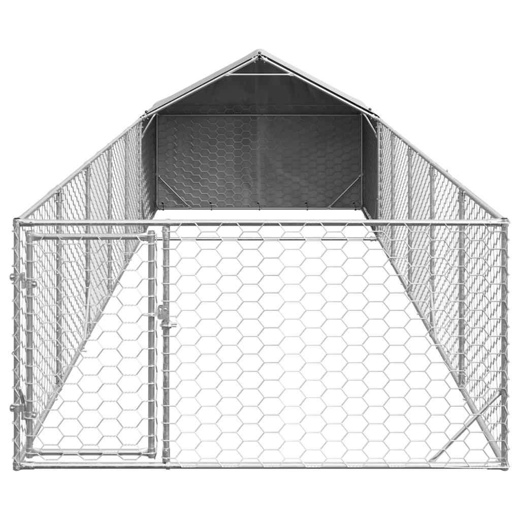 Canil exterior para cães com corredor 8x2x1,5 m aço galvanizado