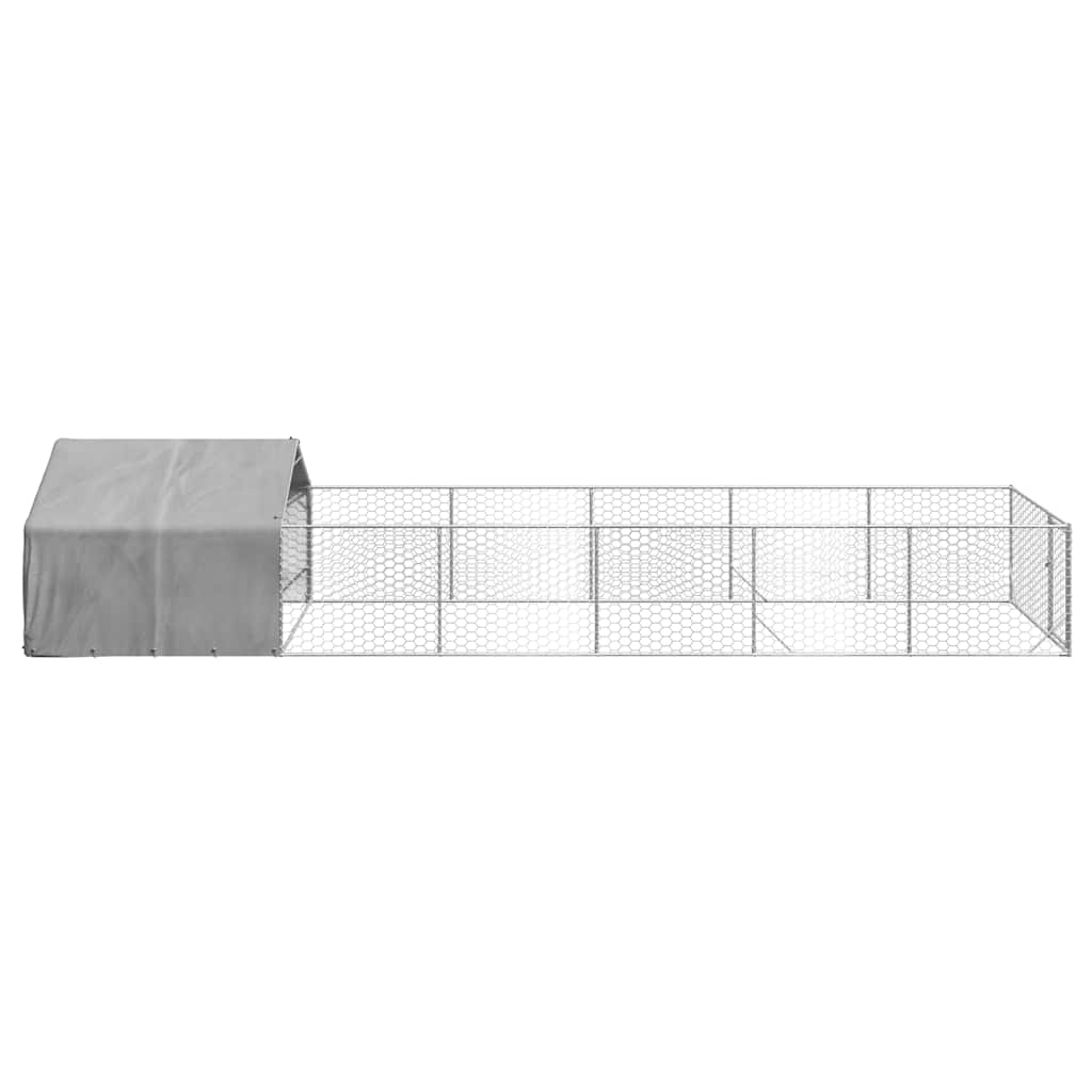 Canil exterior para cães com corredor 8x2x1,5 m aço galvanizado