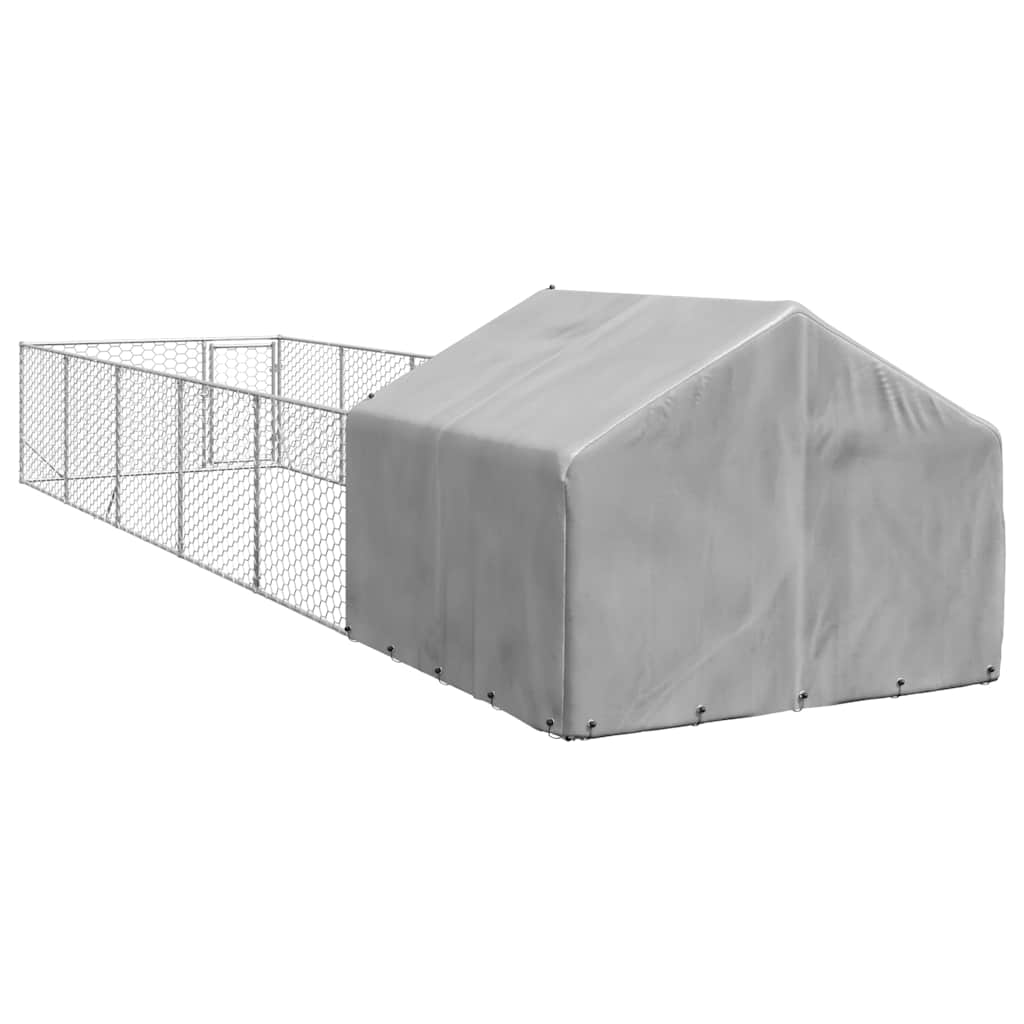 Canil exterior para cães com corredor 8x2x1,5 m aço galvanizado