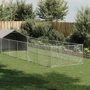 Canil exterior para cães com corredor 8x2x1,5 m aço galvanizado
