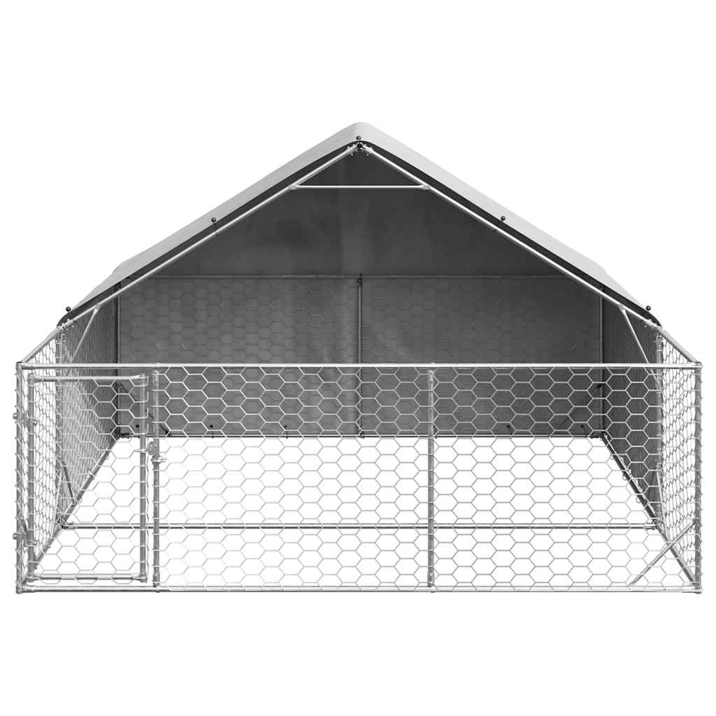 Canil exterior para cães com corredor 3x3x1,9 m aço galvanizado