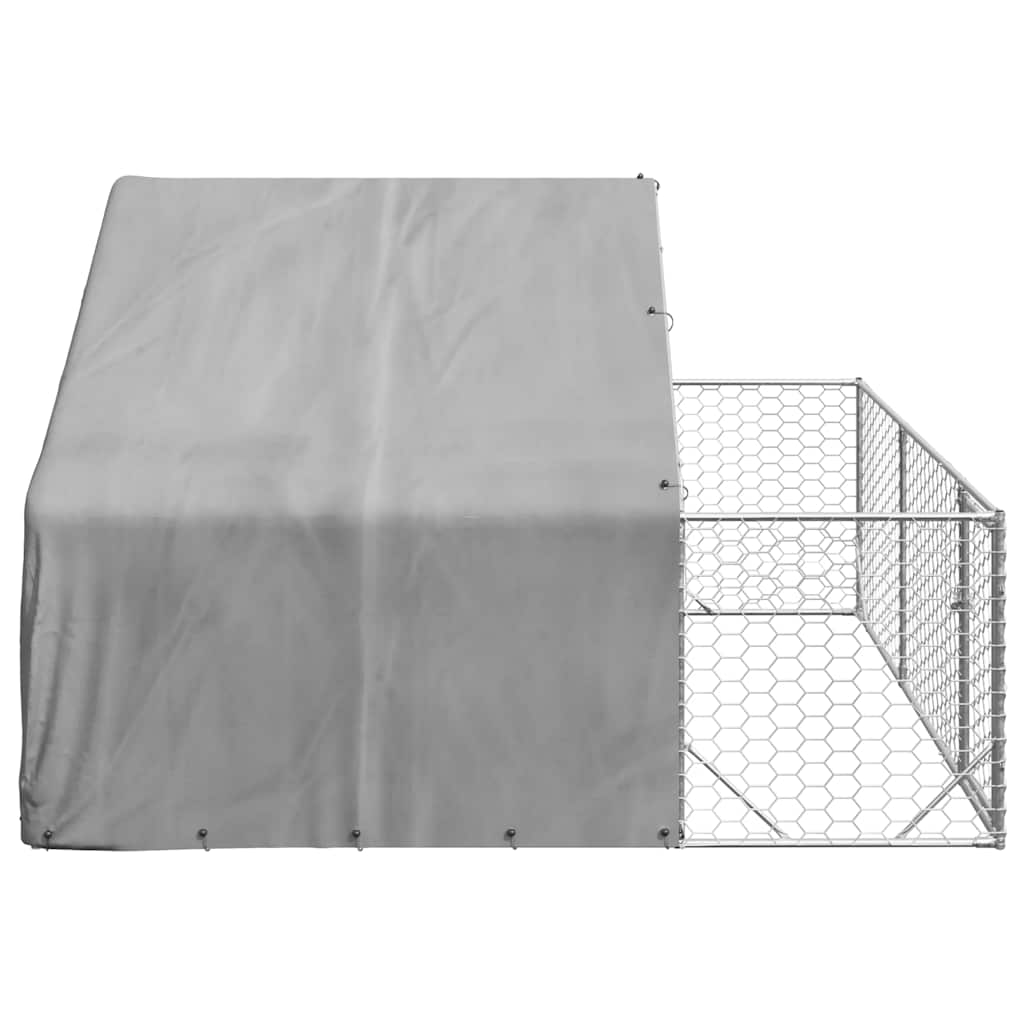 Canil exterior para cães com corredor 3x3x1,9 m aço galvanizado