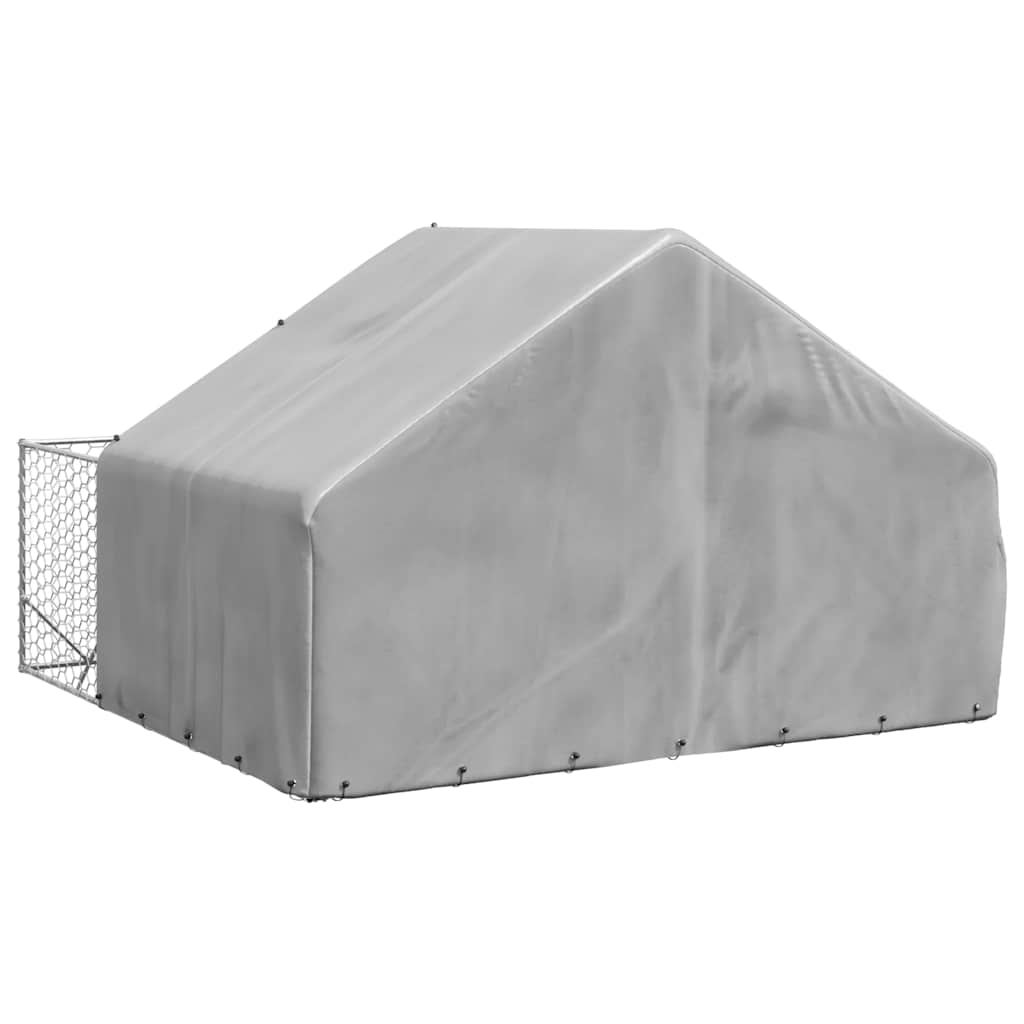 Canil exterior para cães com corredor 3x3x1,9 m aço galvanizado