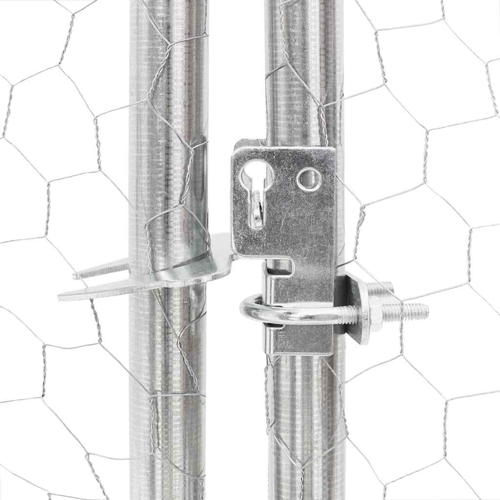 Canil exterior para cães com corredor 3x3x1,9 m aço galvanizado