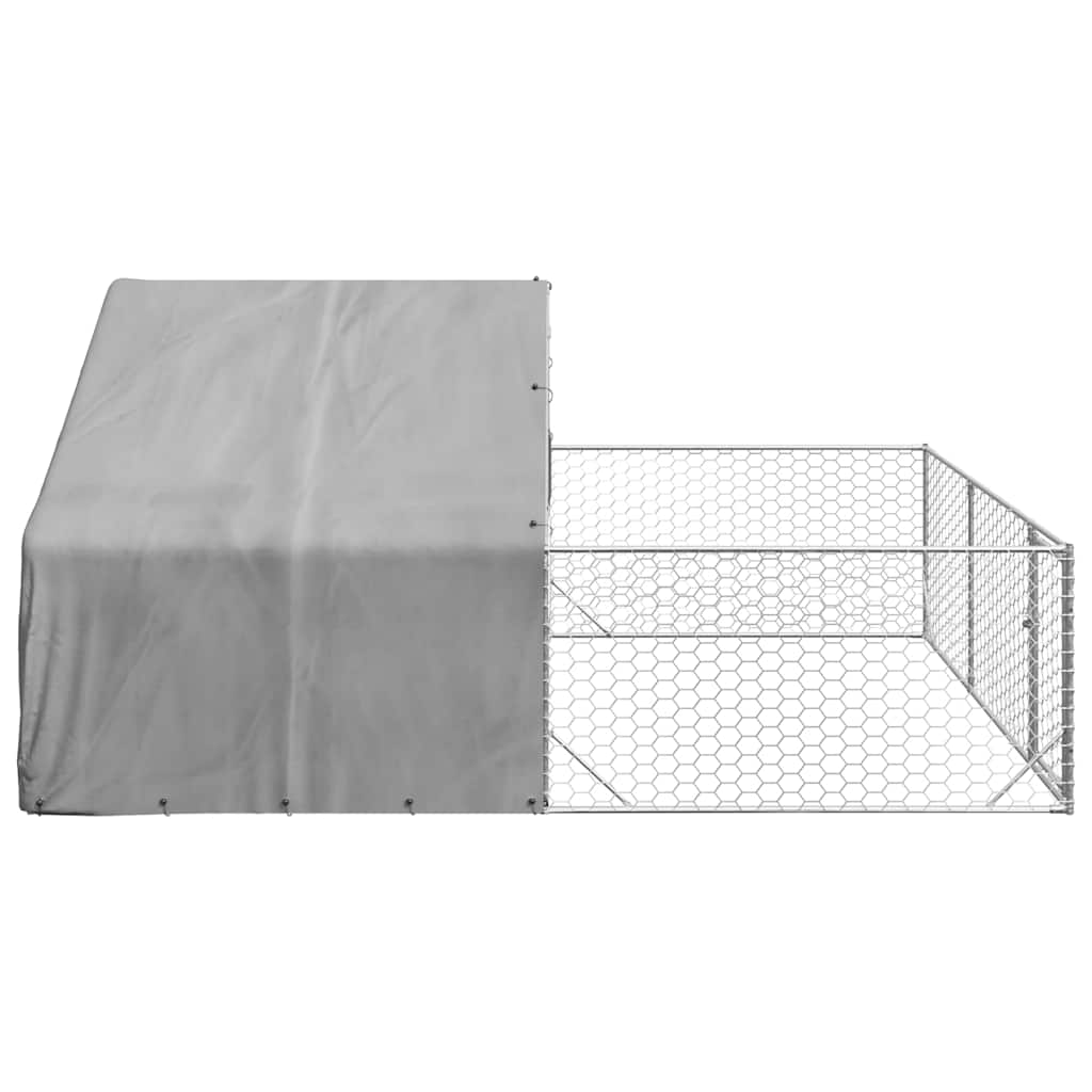 Canil exterior para cães com corredor 4x3x1,9 m aço galvanizado