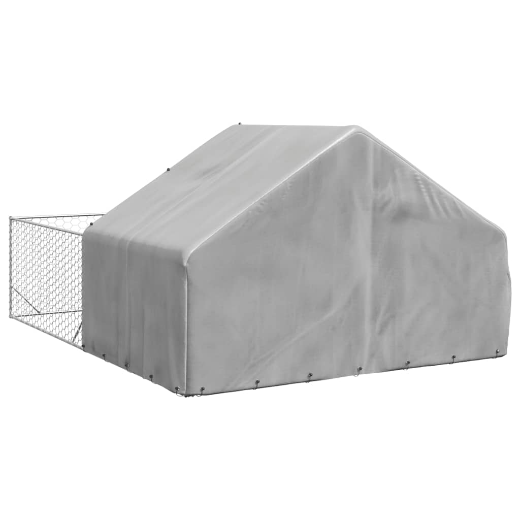 Canil exterior para cães com corredor 4x3x1,9 m aço galvanizado