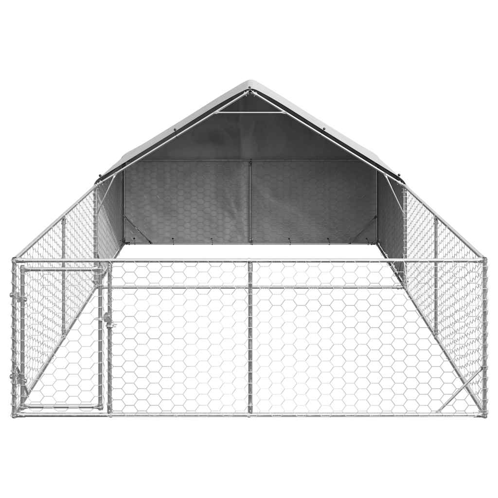Canil exterior para cães com corredor 6x3x1,9 m aço galvanizado