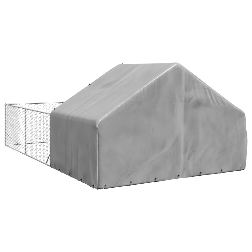 Canil exterior para cães com corredor 6x3x1,9 m aço galvanizado
