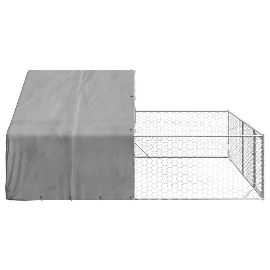 Canil exterior para cães com corredor 5x3x1,9 m aço galvanizado