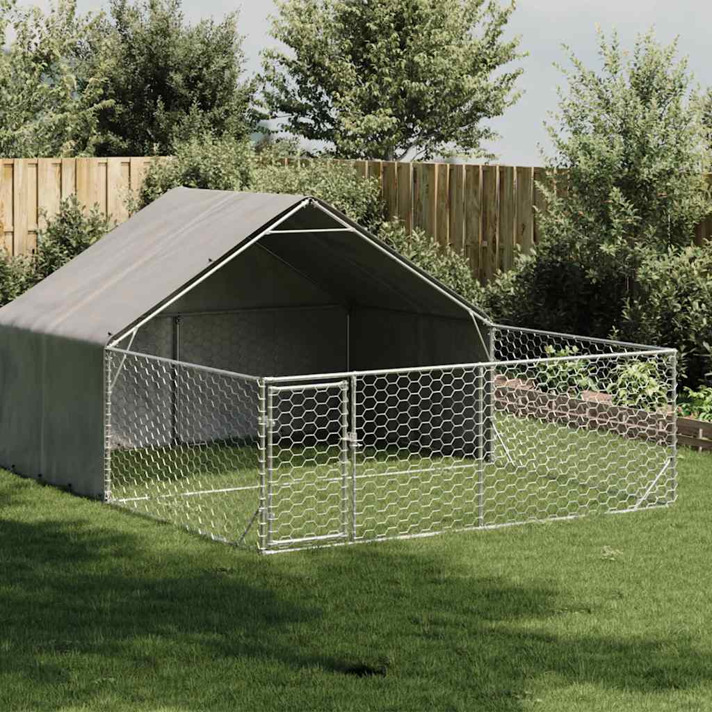 Canil exterior para cães com corredor 5x3x1,9 m aço galvanizado