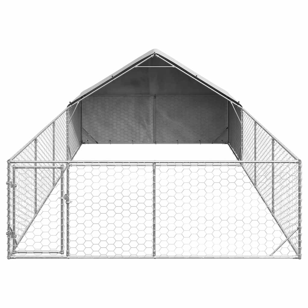 Canil exterior para cães com corredor 7x3x1,9 m aço galvanizado