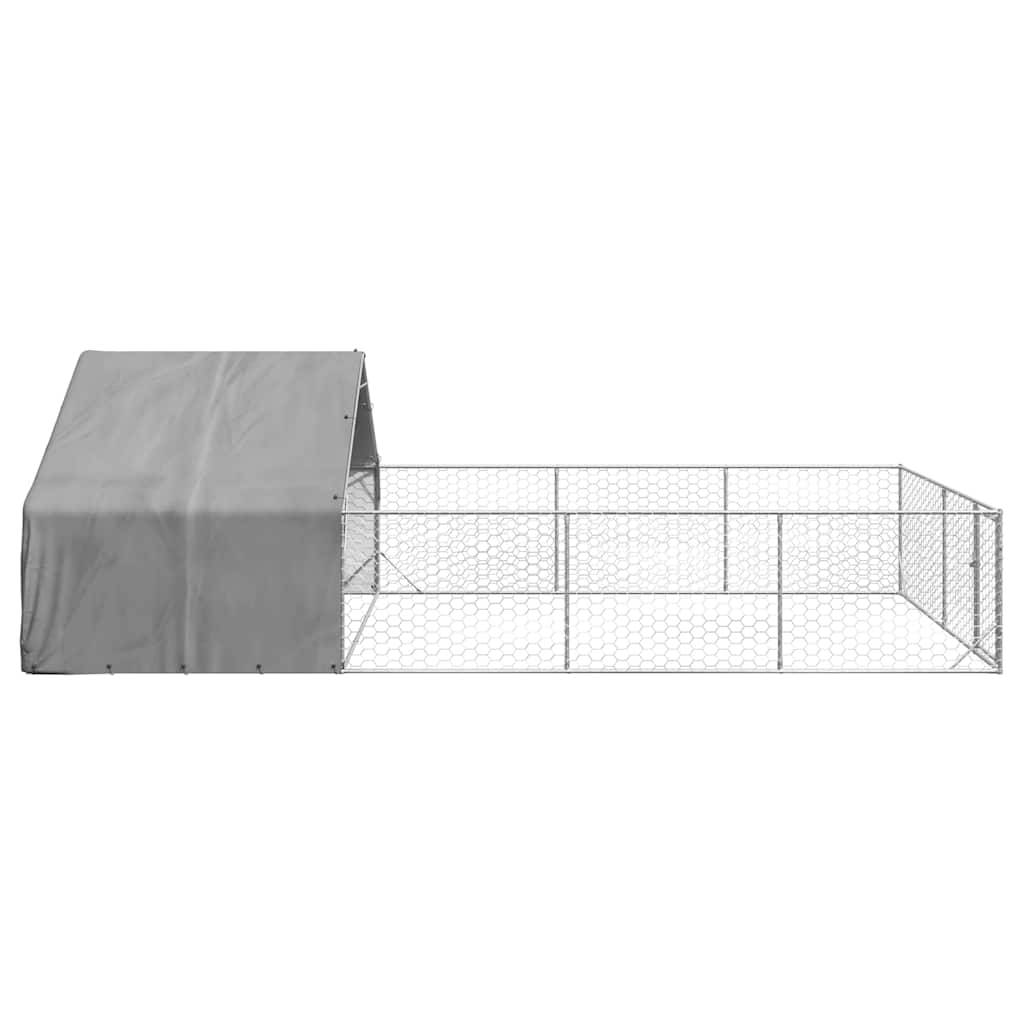 Canil exterior para cães com corredor 7x3x1,9 m aço galvanizado