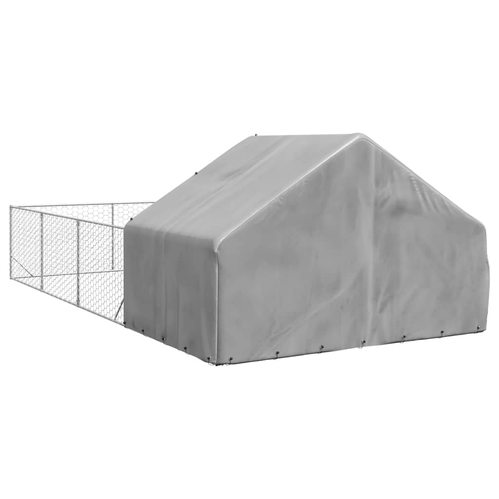 Canil exterior para cães com corredor 7x3x1,9 m aço galvanizado
