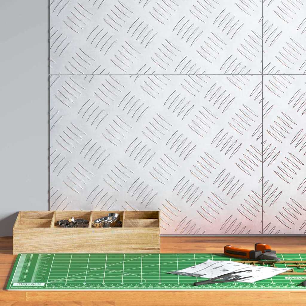 Placas xadrez 4 pcs Prateado 40 x 30 cm Alumínio